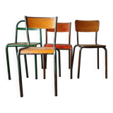 4 mismatched metal & wood chairs