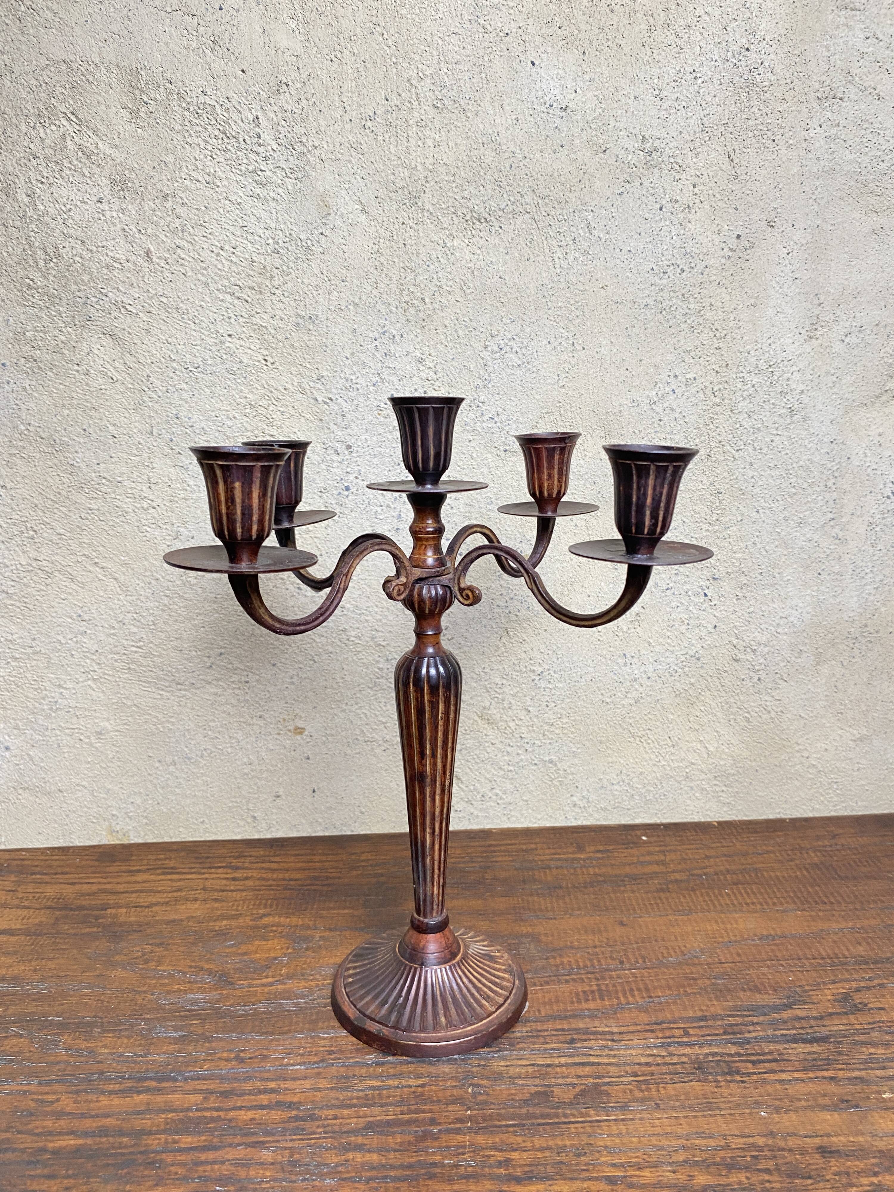 Large 19th century wrought iron candlestick