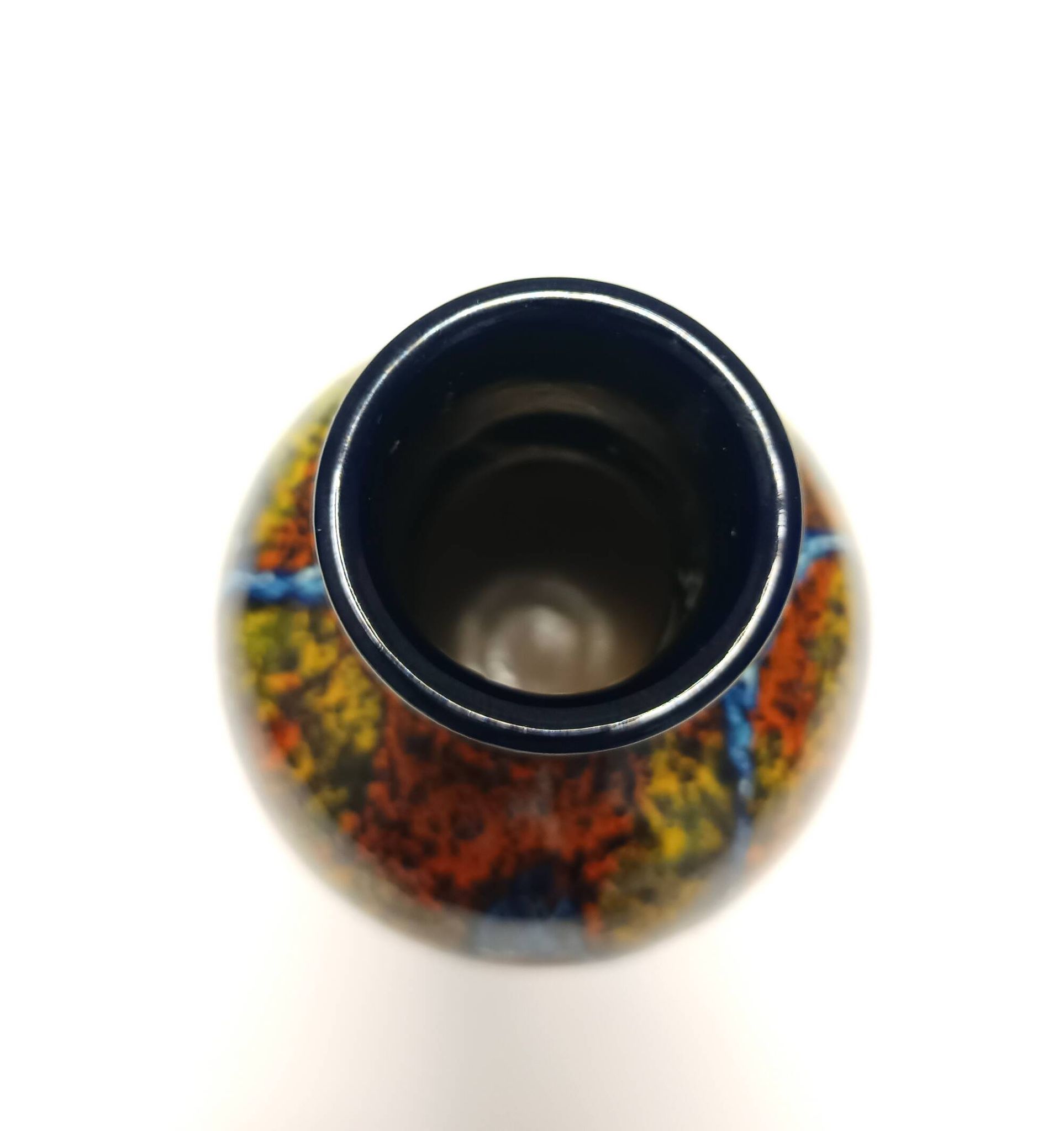 Multicolored Glazed Earthenware Vase by Roberto Rigon for Bertoncello, Ital