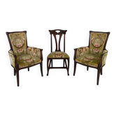 Salon Art Nouveau 3 éléments, 2 bergères et 1 chaise, France, Circa 1900