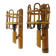 Pair of bamboo rattan lantern wall lights. 50s 60s