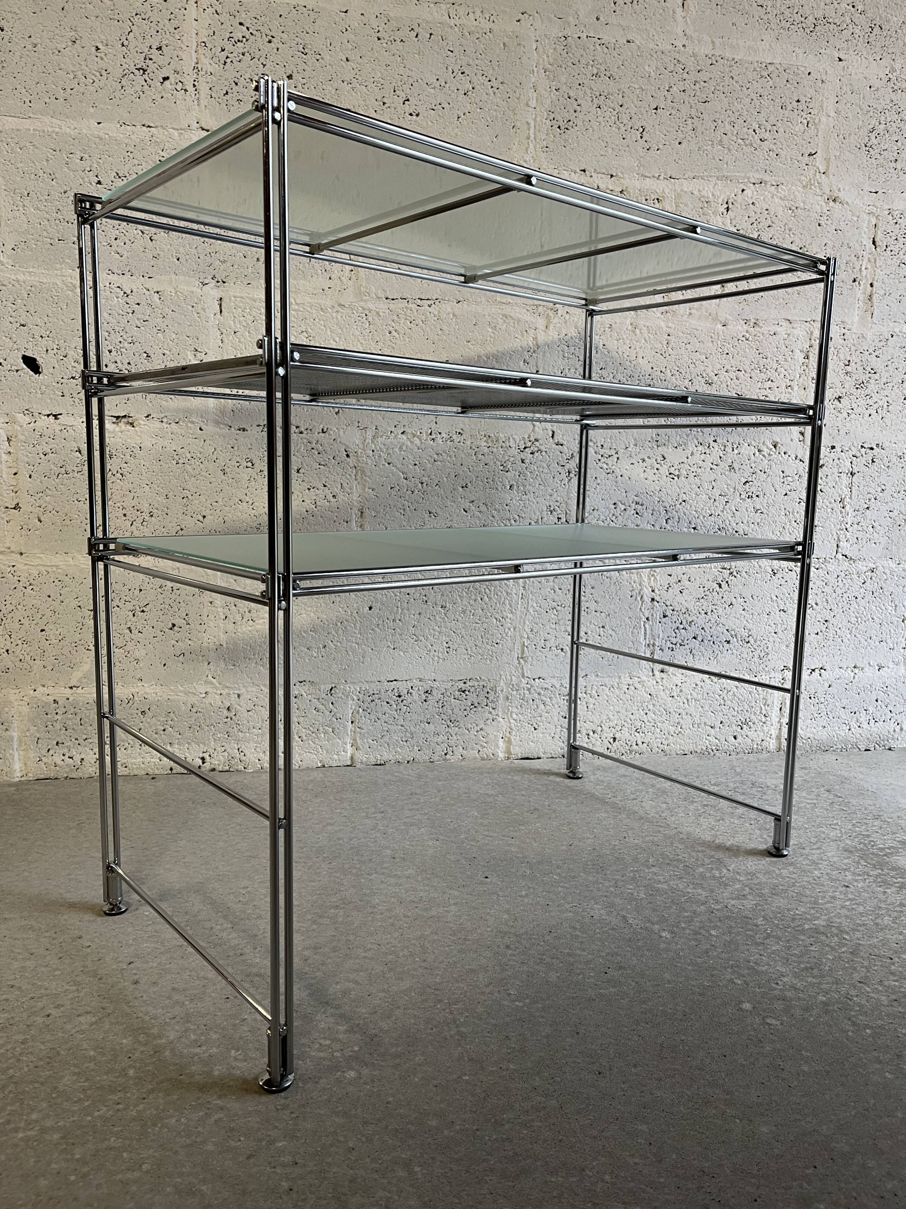 Modular shelf, tray in stainless steel and glass by Niels Gammelgaard for IKEA
