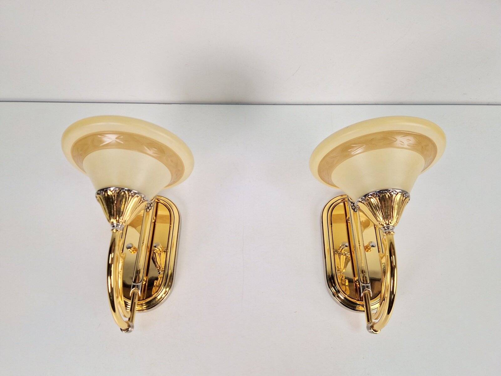 Art Nouveau Regency Brass Wall Lamps by Bejorama Lighting, Spain, 1970s, Set of 2
