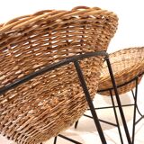 Set of 4 rattan pod chairs 60s