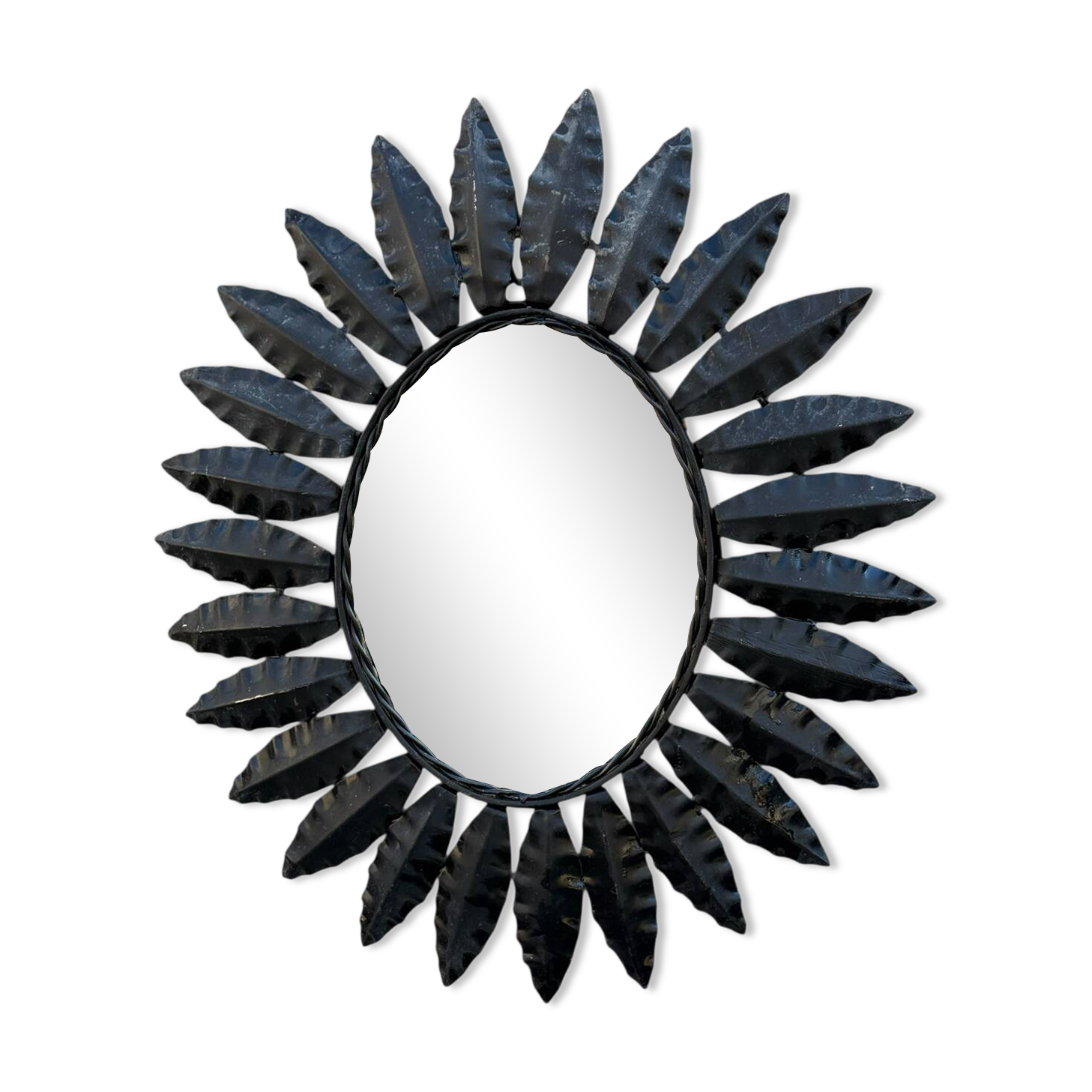 1960s wrought iron sun mirror from France