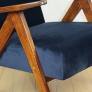 Classic armchair Var B-310 1960s vintage navy velvet - dark wood - 2 pieces available