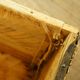 Old-curved wooden trunk - burlap
