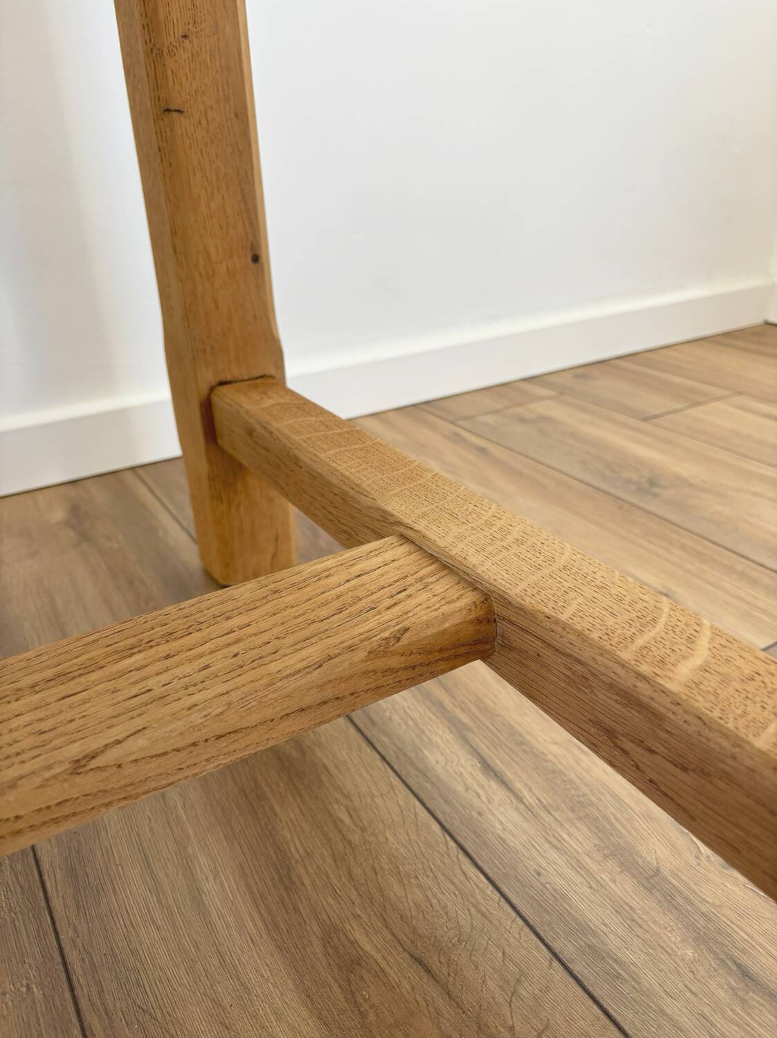 Solid oak farmhouse table with extensions.