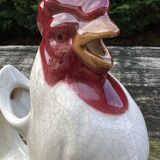 Rooster pitcher in cracked ceramic Art Deco style