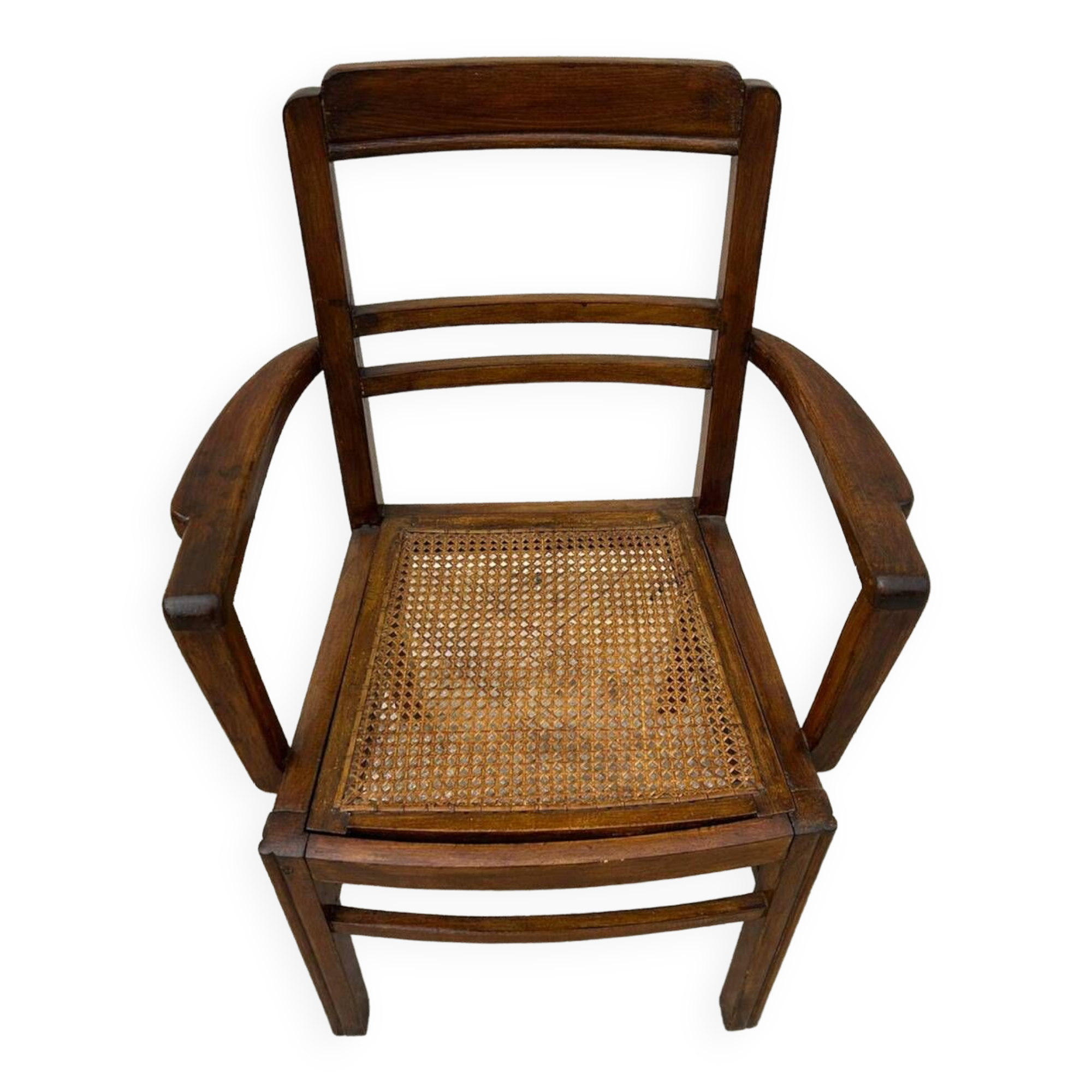 Cane armchair with armrests