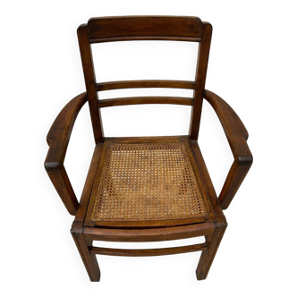 Cane armchair with armrests