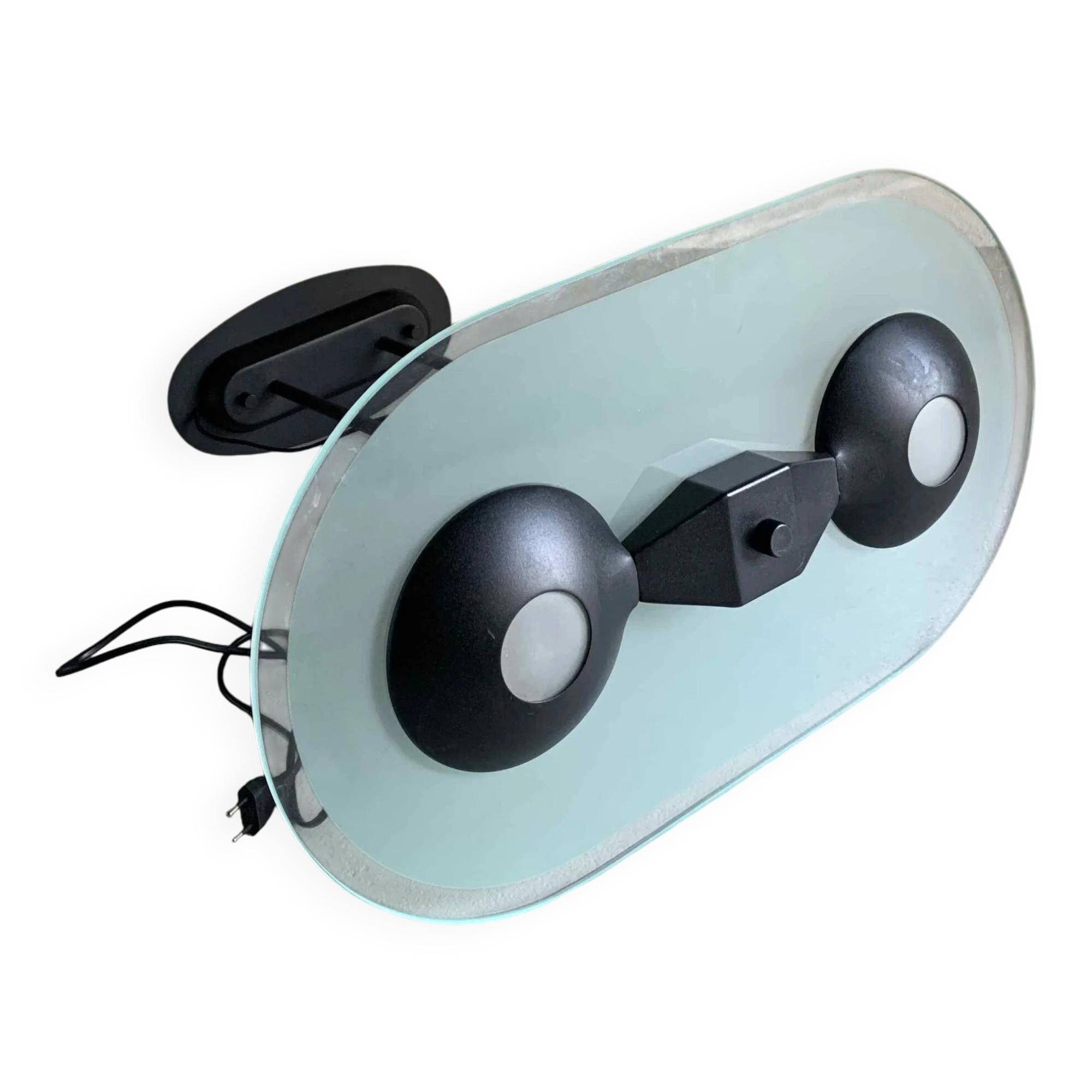 Plafonnier postmoderne en métal noir et verre | Années 1990