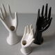 Set of 3 old 1970s ceramic hand-shaped soliflores