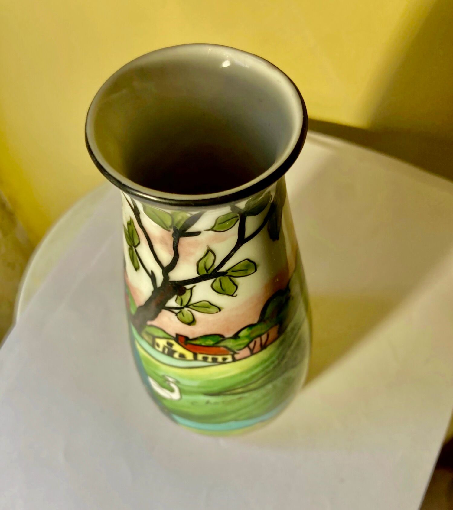 Art nouveau/art deco vase, signature in the décor of Chanele, stamped under the Jules Tieles vase