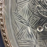 Circular Art Deco glass dish signed Lorrain, solid silver neck brace