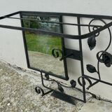 Art Deco wrought iron coat rack and mirror