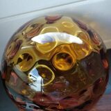 Vase calice en verre ambrée années 50/60