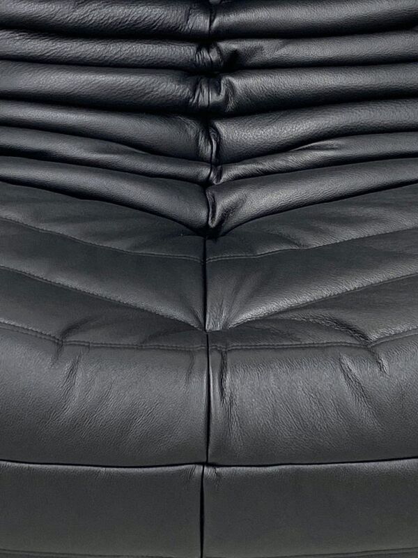 Ensemble de salon français en cuir noir par Michel Ducaroy pour Ligne Roset, ensemble de 3.