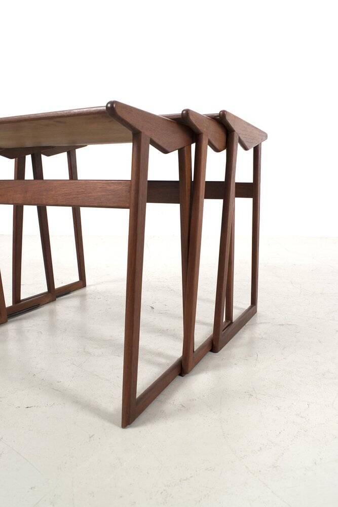 Tables gigognes en teck, ensemble de 3