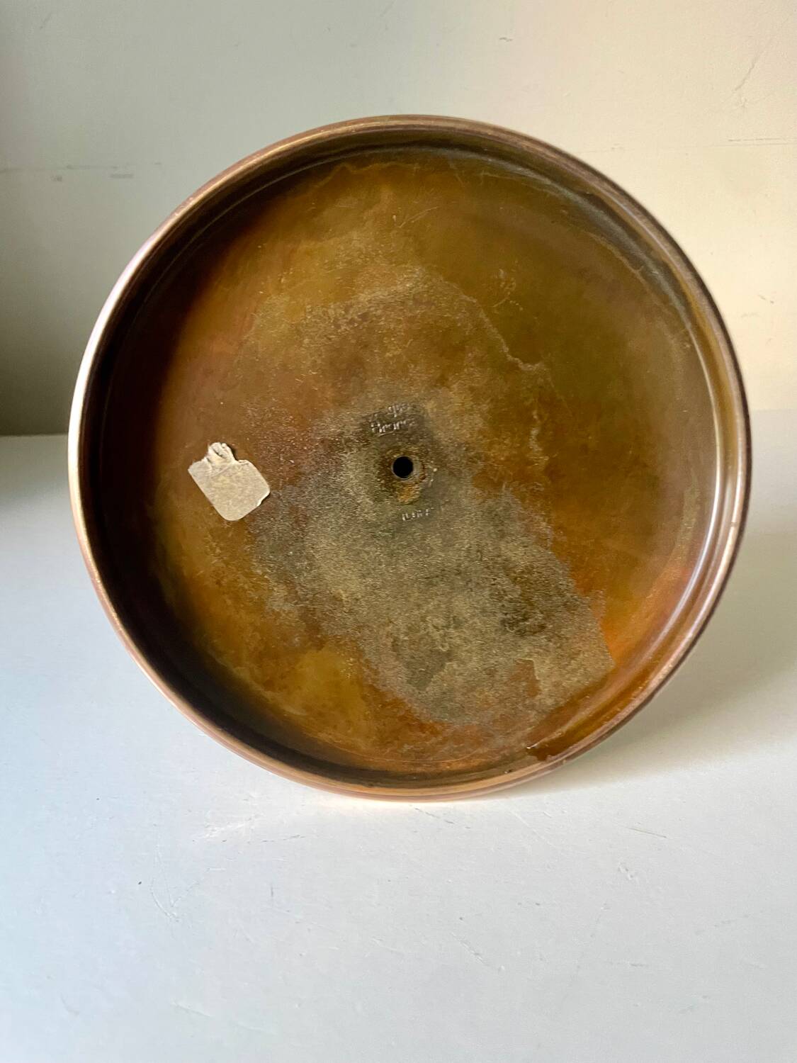 Scandinavian ART DECO candle holder in Bronze with verdigris patina