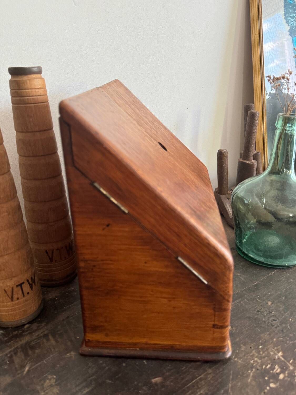 Small wooden mail storage unit