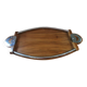 Large Art Deco tray in wood and chrome-plated metal