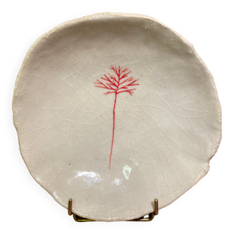 Hollow cut, hollow dish signed in ceramic Raku Japan