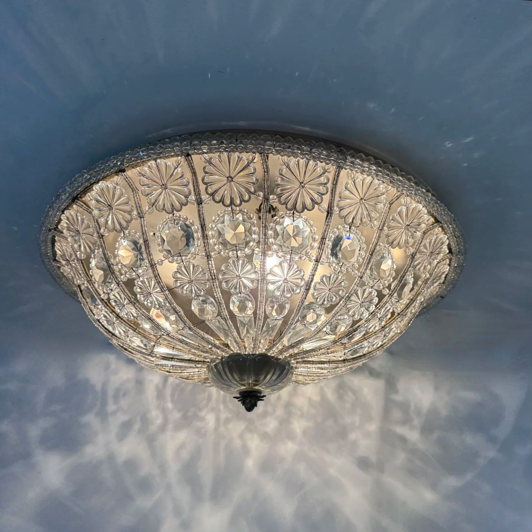 Large crystal Banci Italy ceiling lamp, 1960s