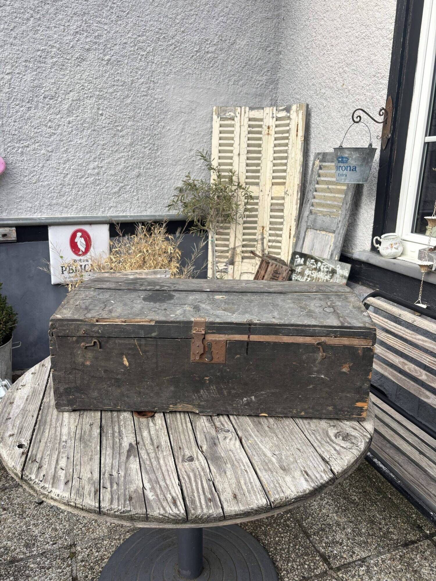 Black travel trunk