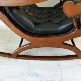 Black leather rocking Chesterfield armchair