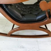 Black leather rocking Chesterfield armchair