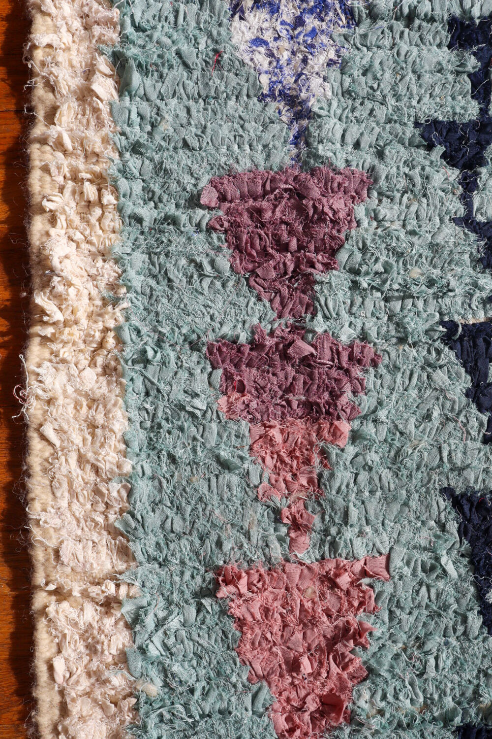 Moroccan Berber carpet Boucherouite light blue