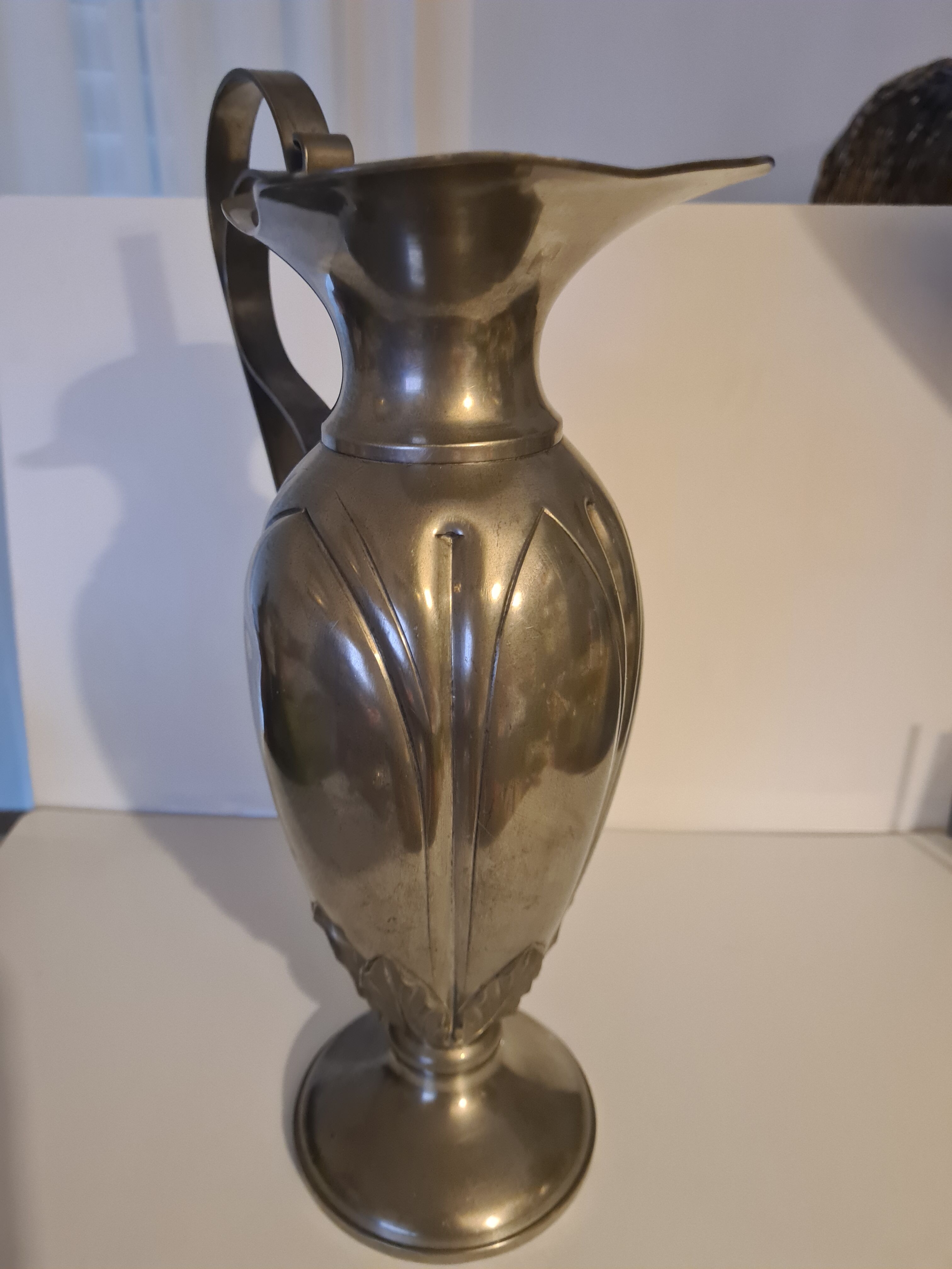 Pure brass ewer signed L Rozay Art Nouveau Style