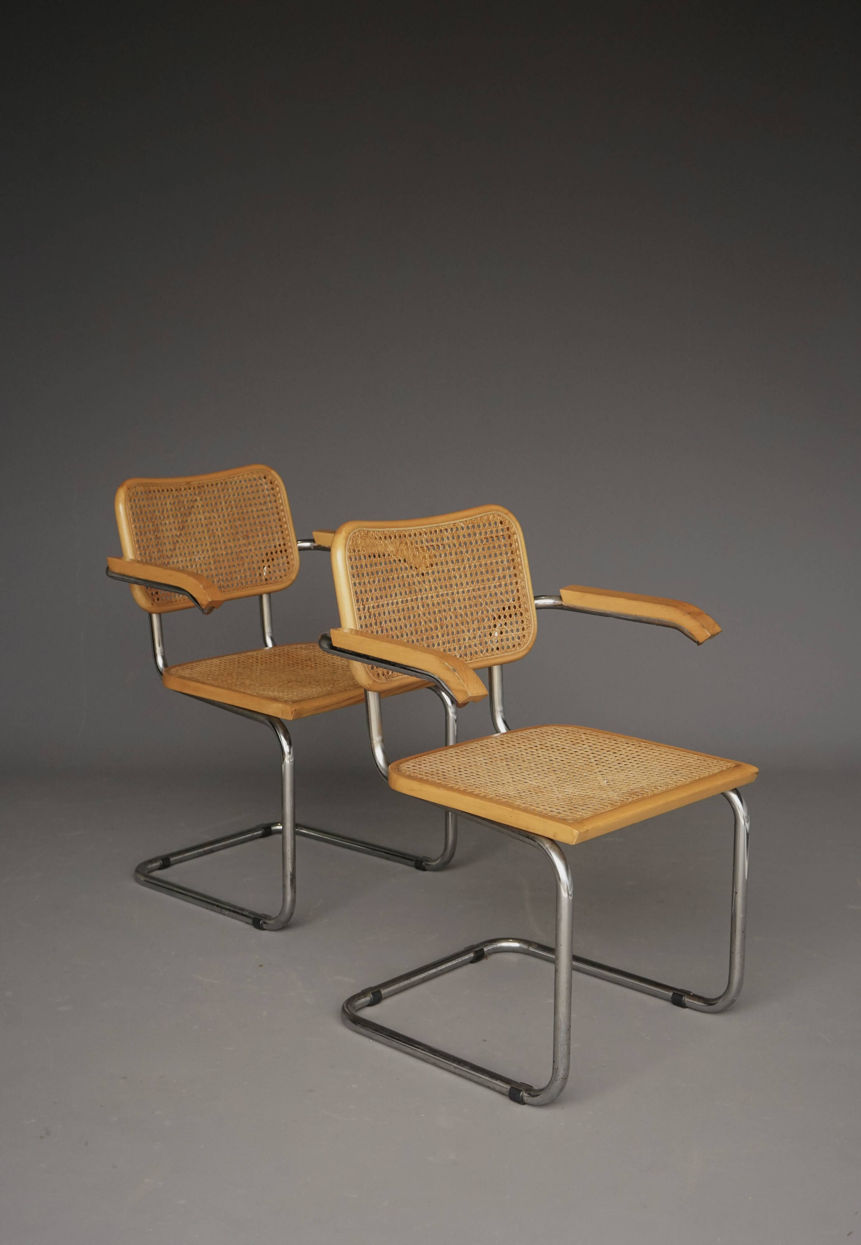 Fauteuils Cesca de Marcel Breuer. Italie, années 1960. Lot de 2