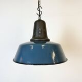 Industrial Blue Enamel Factory Lamp with Cast Iron Top, 1960s