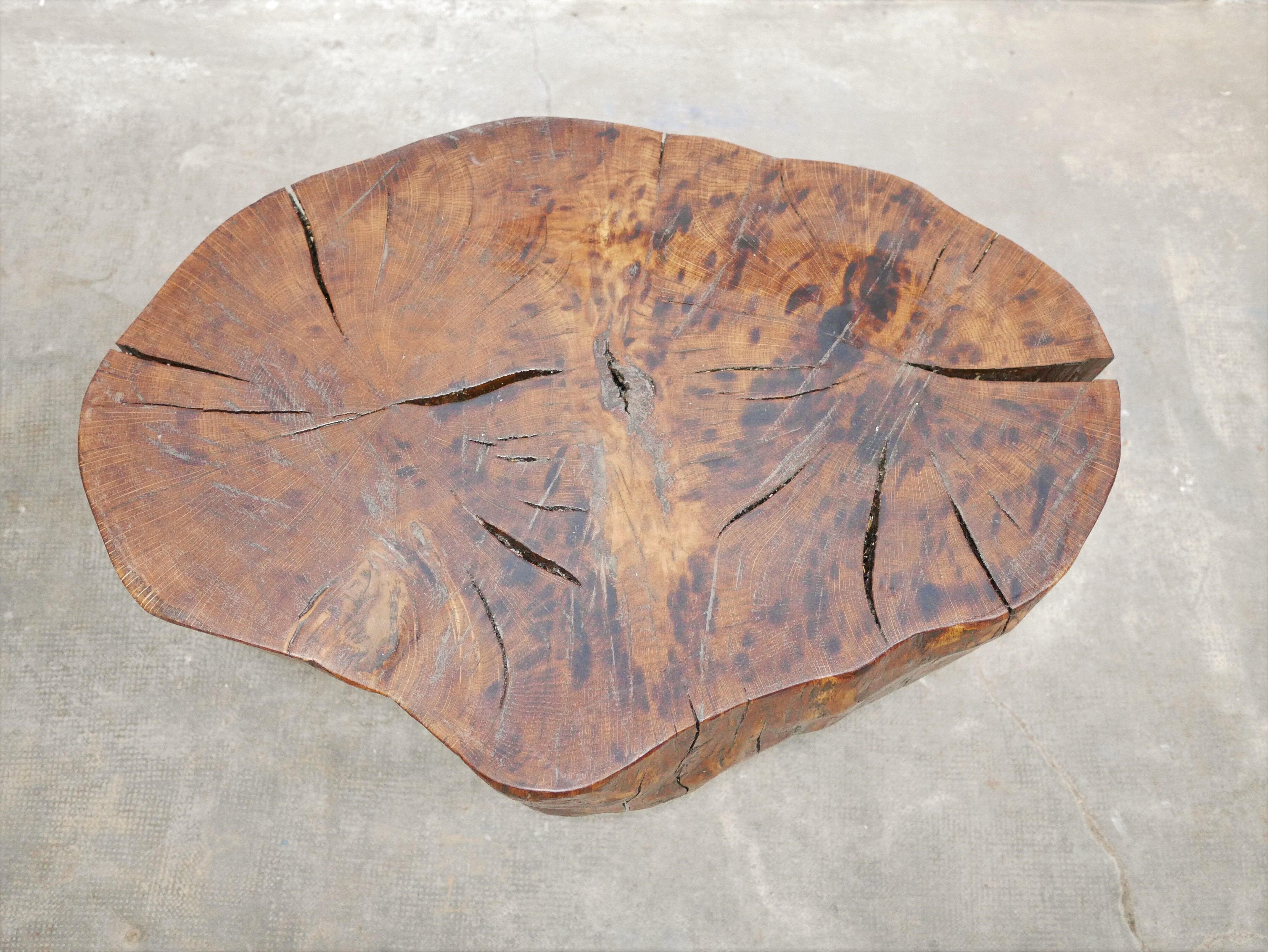 Vintage brutalist coffee table in solid wood