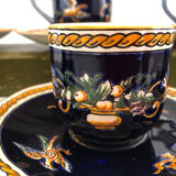 6 cups blue Gien Renaissance coffee