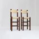 Vintage woven rush and wood bar stools , set of 2