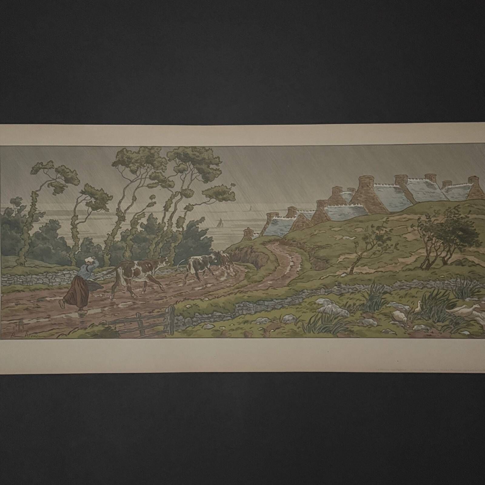 Lithographie par Henri Rivière La Féérie des Heures - L'Averse