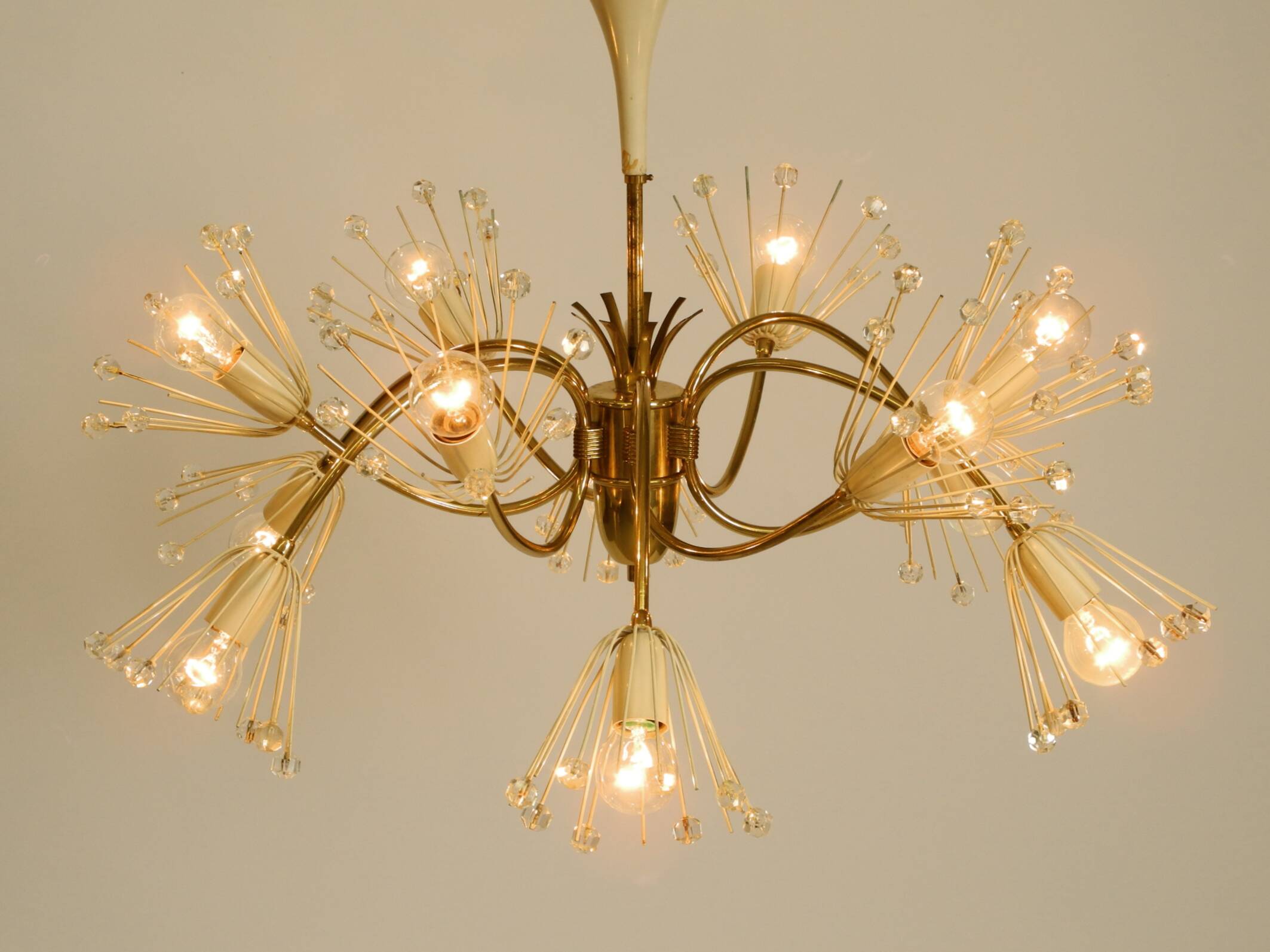Beautiful brass chandelier by Emil Stejnar for Rupert Nikoll