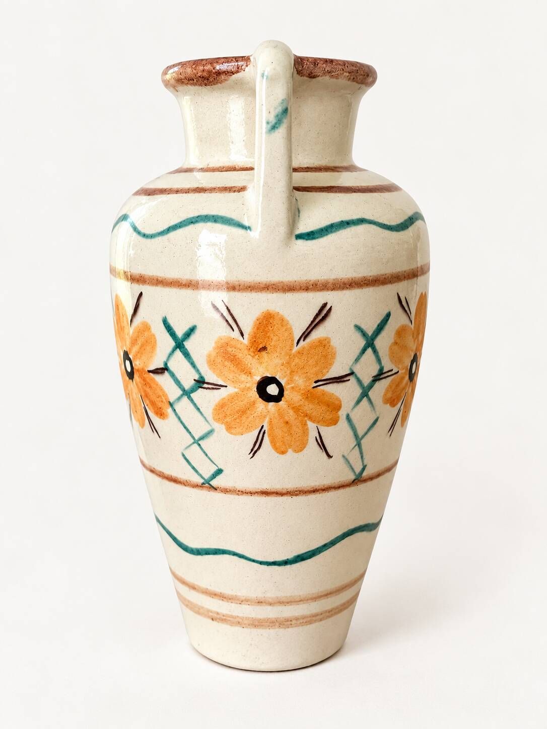 Hand-painted amphora vase by Kupittaan Savi, Finland, 1940s–50s.