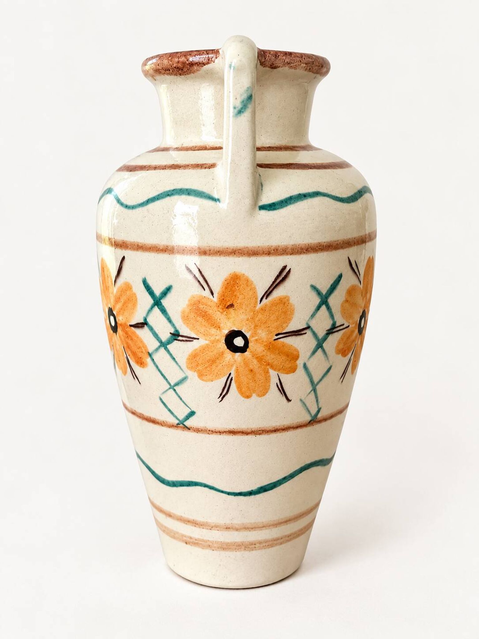 Hand-painted amphora vase by Kupittaan Savi, Finland, 1940s–50s.
