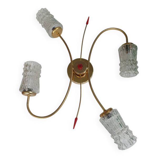 Grande applique murale quatre lumières dorée vintage — Beyit