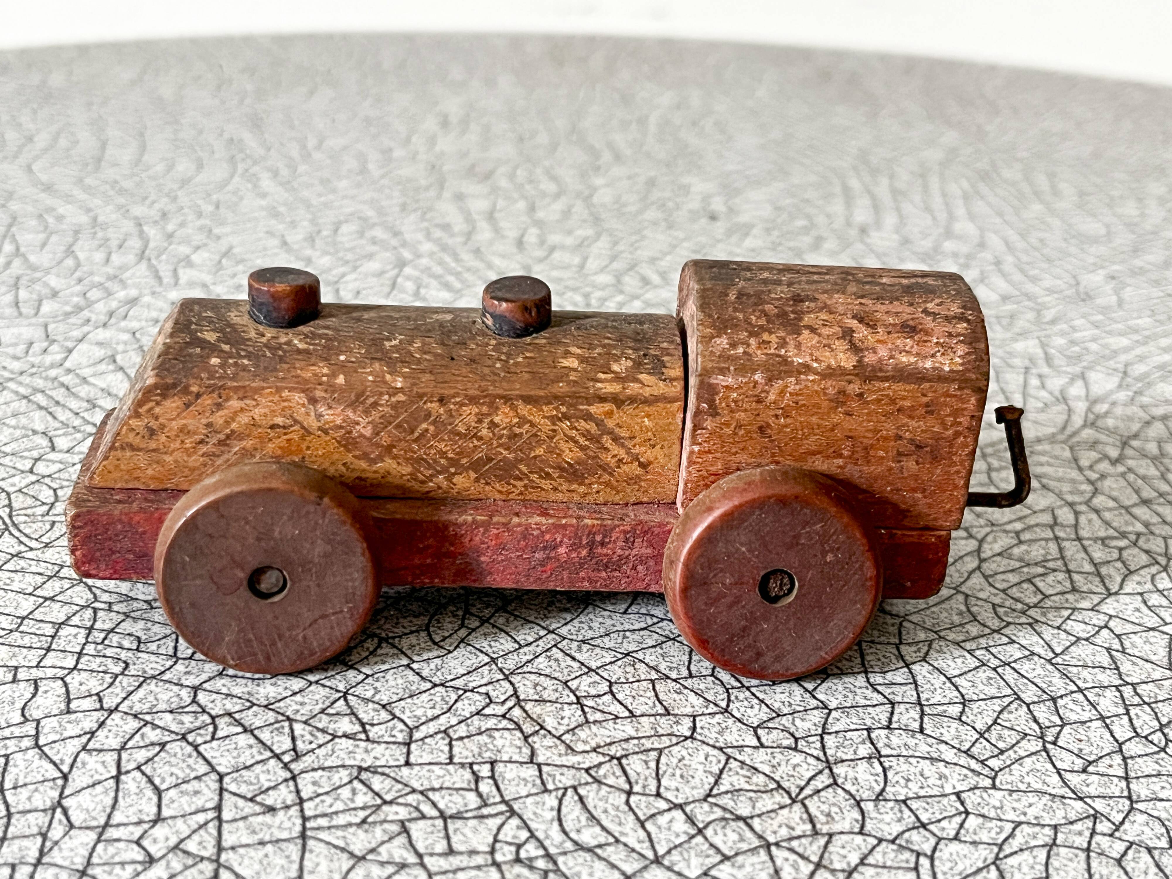 Small wooden locomotive, old toy