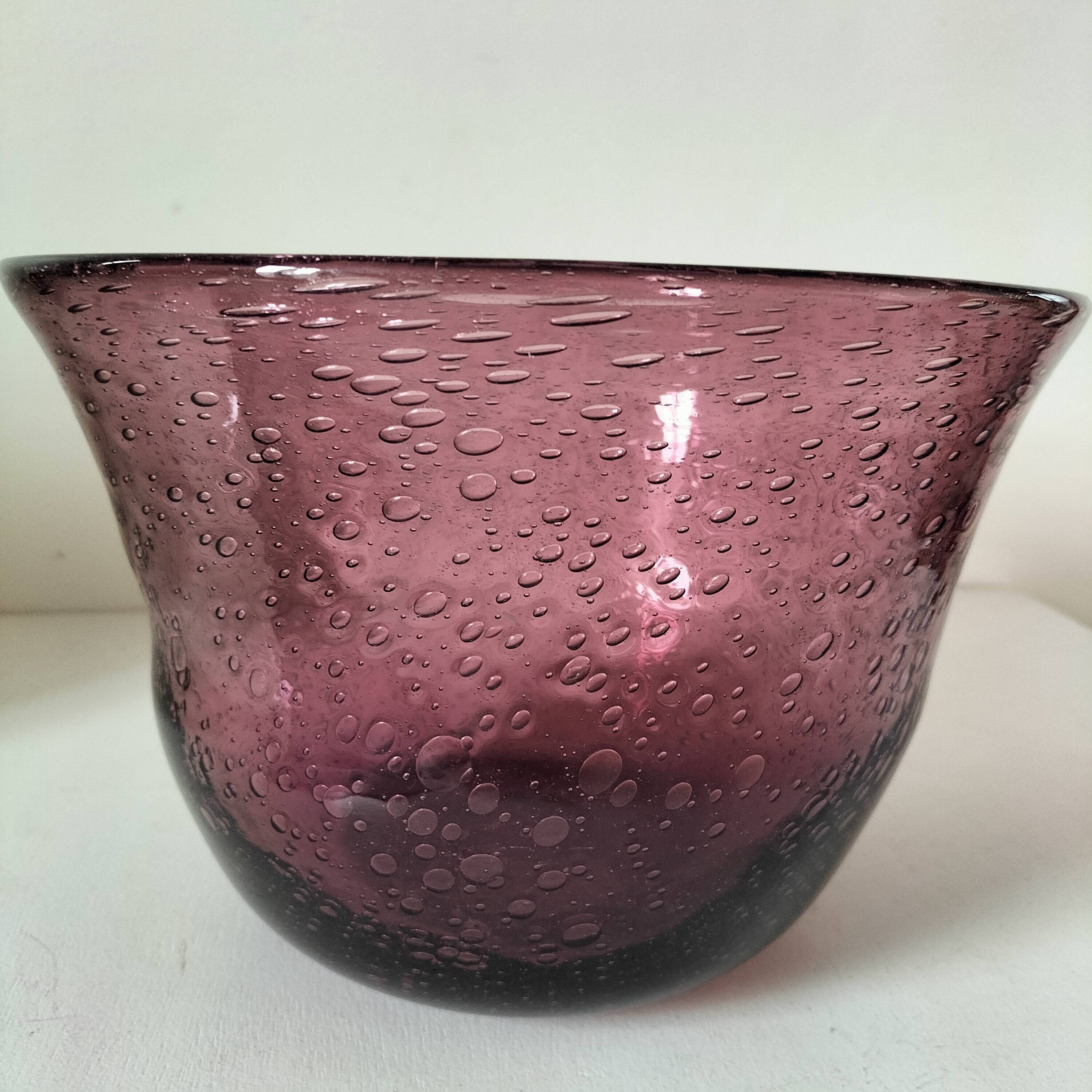 Large Biot style bubble glass salad bowl