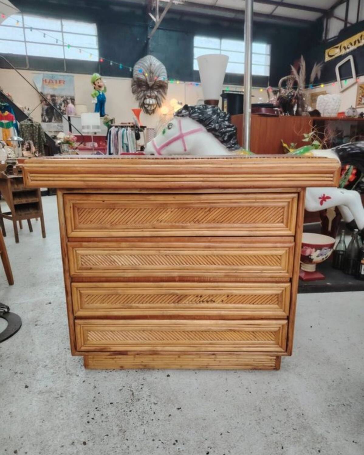 McGuire rattan and bamboo chest of drawers