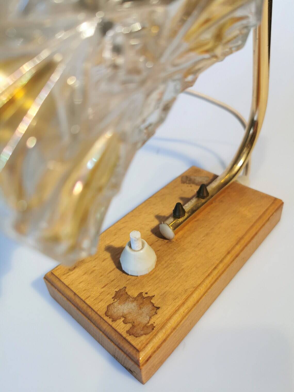 Lampe de chevet vintage : Lampe en verre style milieu du XXe siècle, Yougoslavie, années 1970