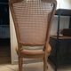 Chaise en bois, cannage et velours côtelé