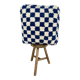 Pouf berbère à damier bleu