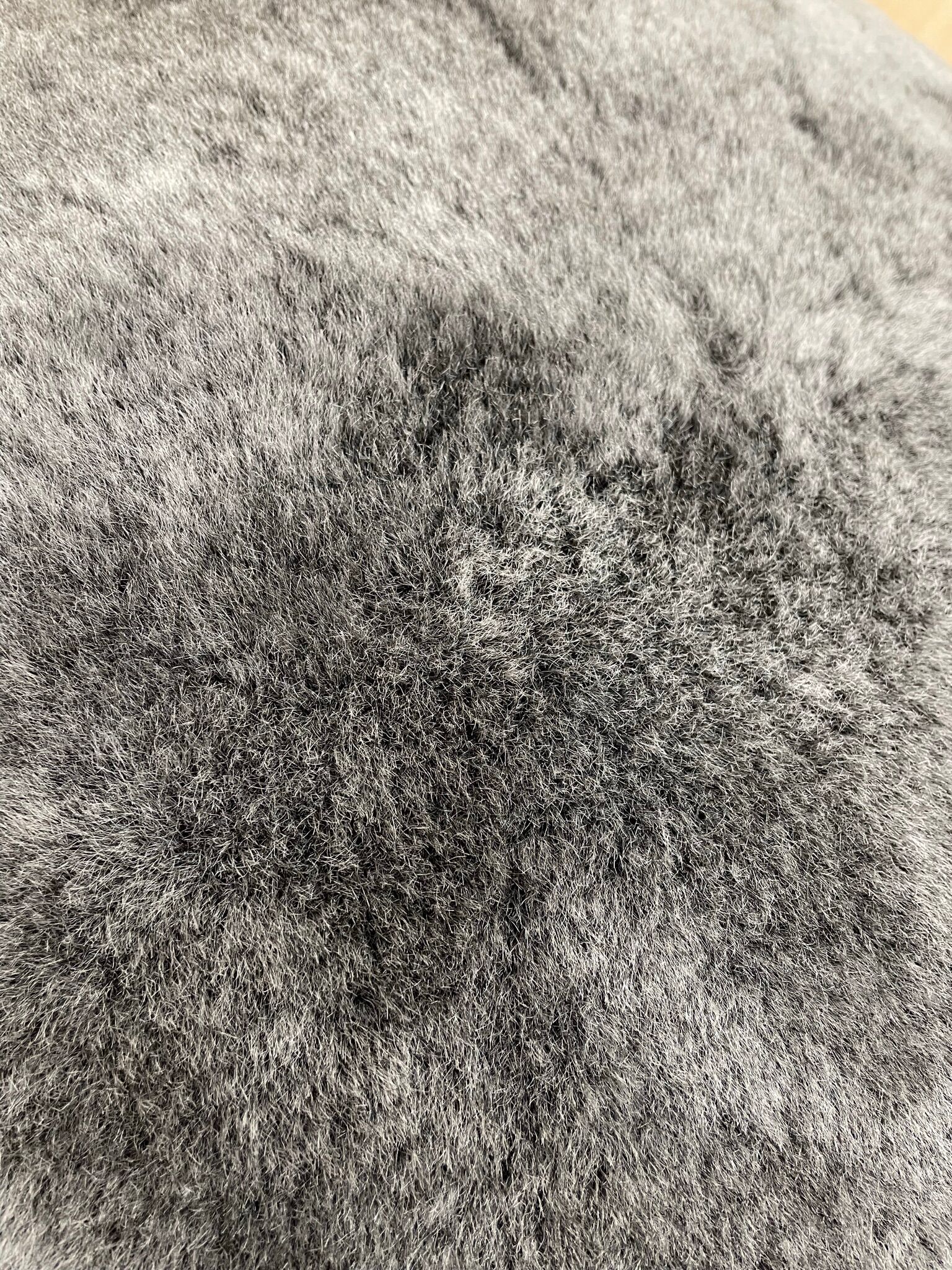 Shaved gray sheepskin pouf